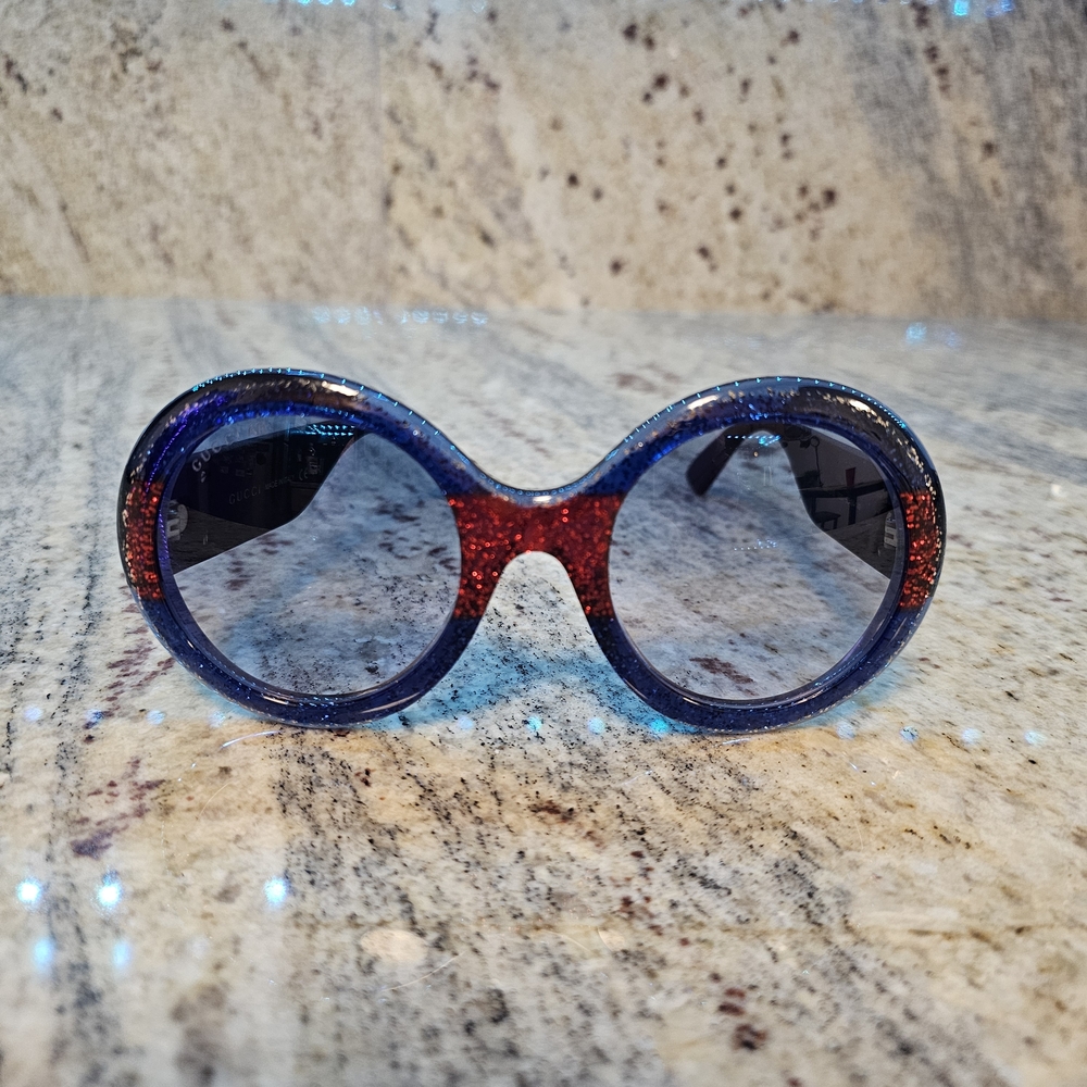 Gucci Glitter Sunglasses Blue Red Gold | Authentic Made in Italy - Picture 3 of 16